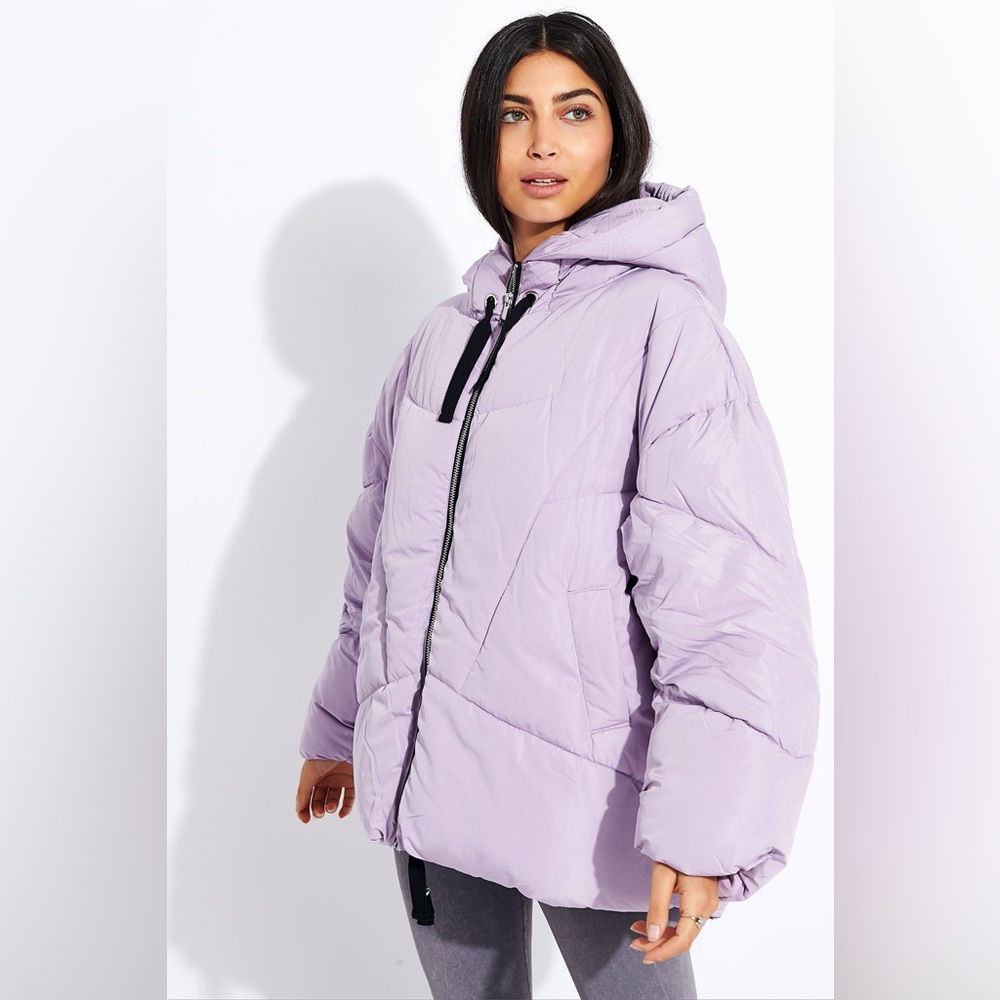 Free People Hailey Small Oversized Lavender Purple Puffer Jacket